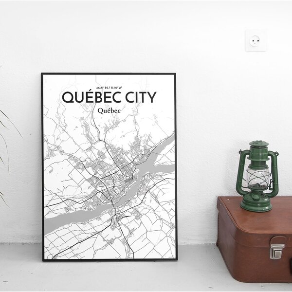 OurPoster Com Quebec City Map On Paper Print Wayfair   Quebec City Map On Paper Print 